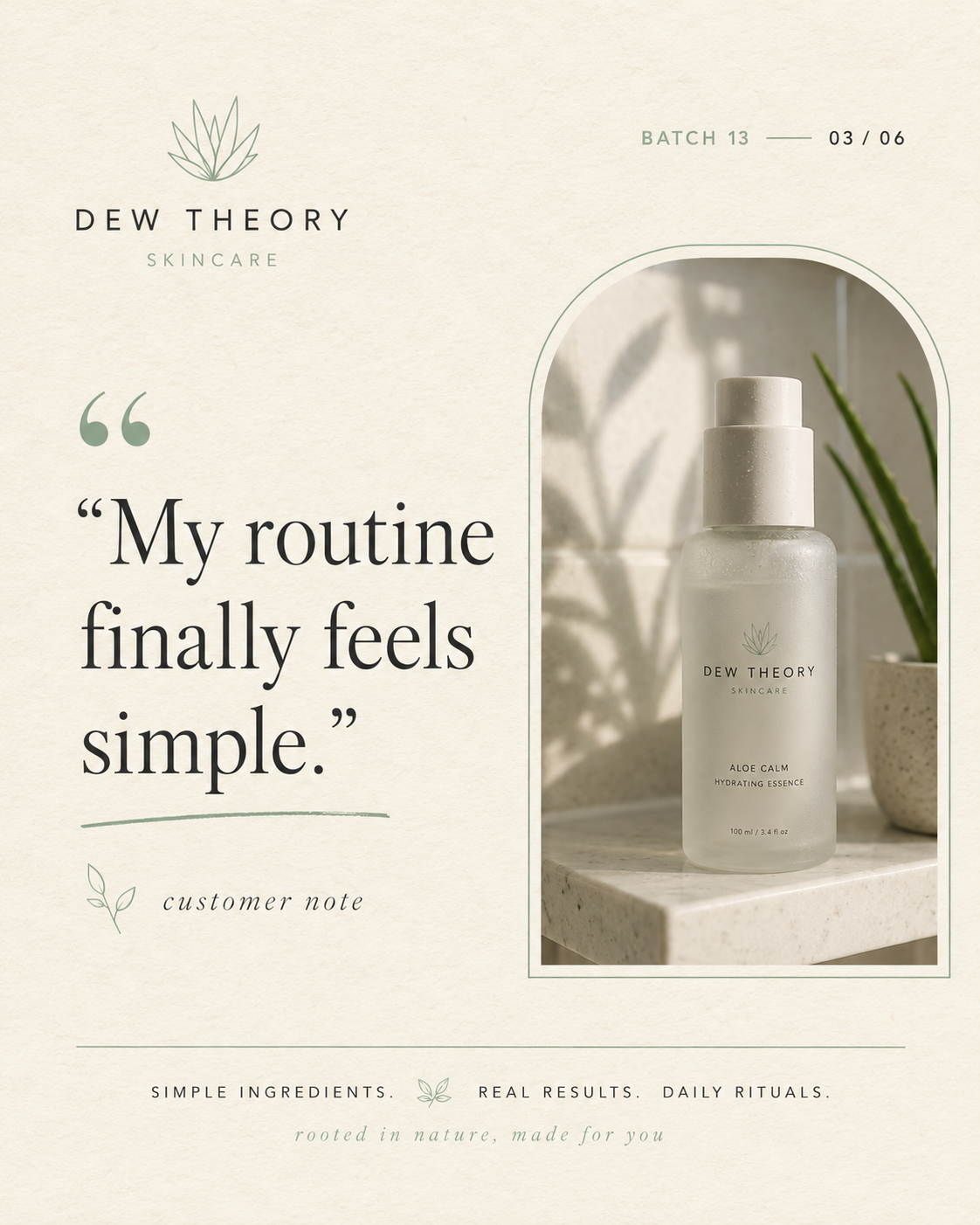 Dew Theory Skincare — Story-of-the-piece sample Instagram post by Nerds Creative
