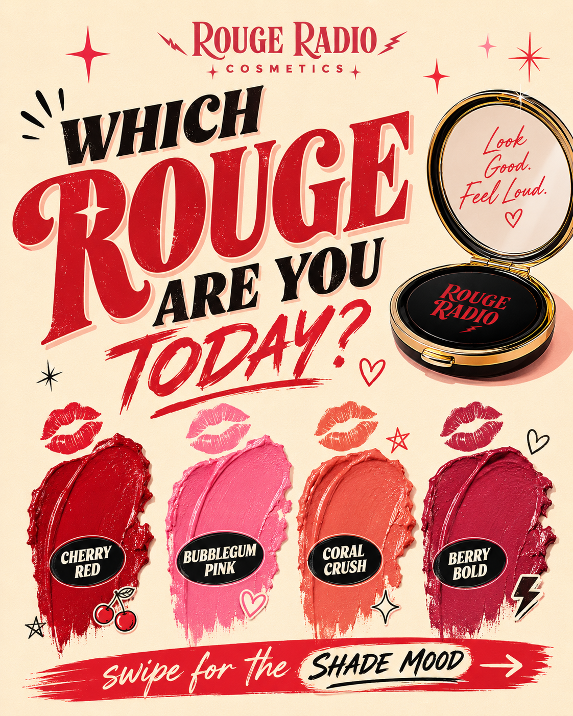 Rouge Radio Cosmetics — Story-of-the-piece sample Instagram post by Nerds Creative