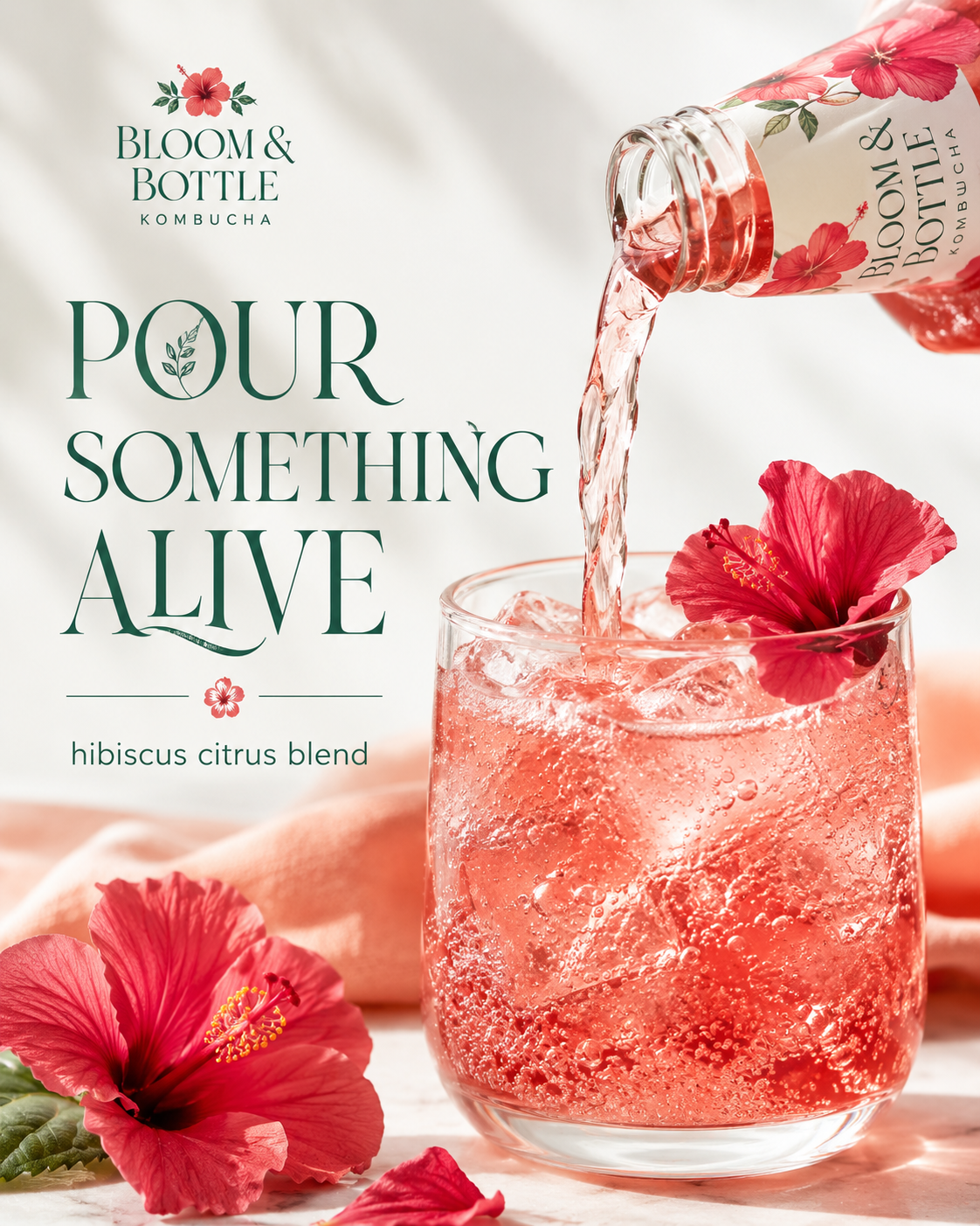 Bloom & Bottle Kombucha — Carousel cover sample Instagram post by Nerds Creative