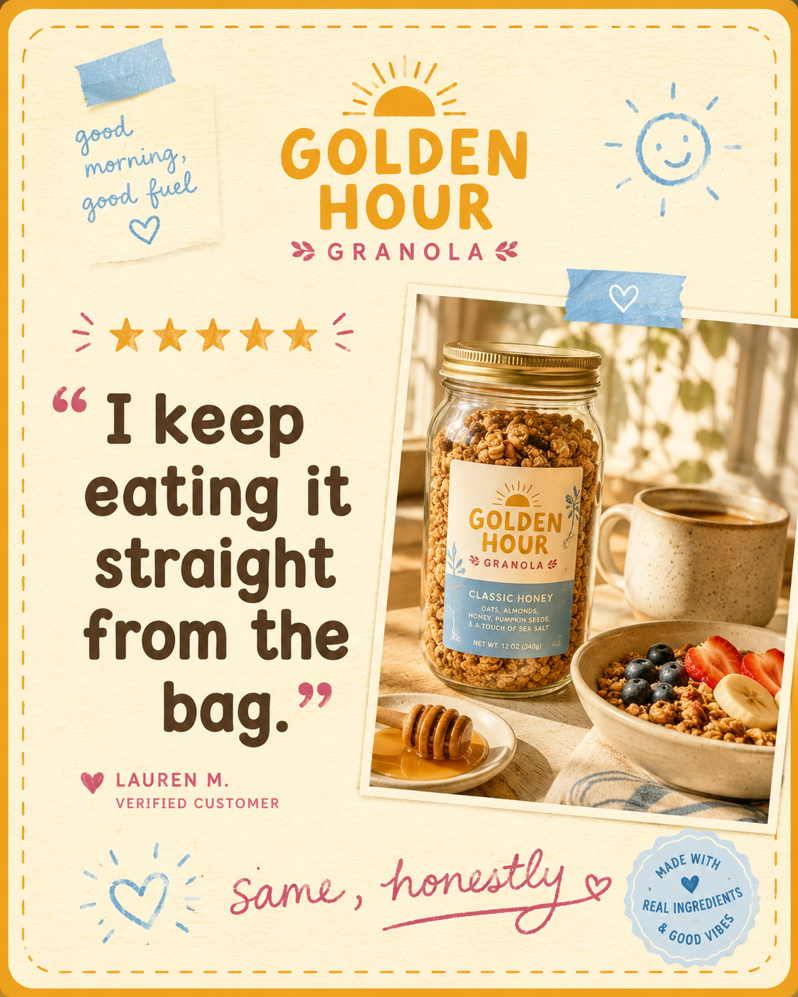 Golden Hour Granola — Story-of-the-piece sample Instagram post by Nerds Creative