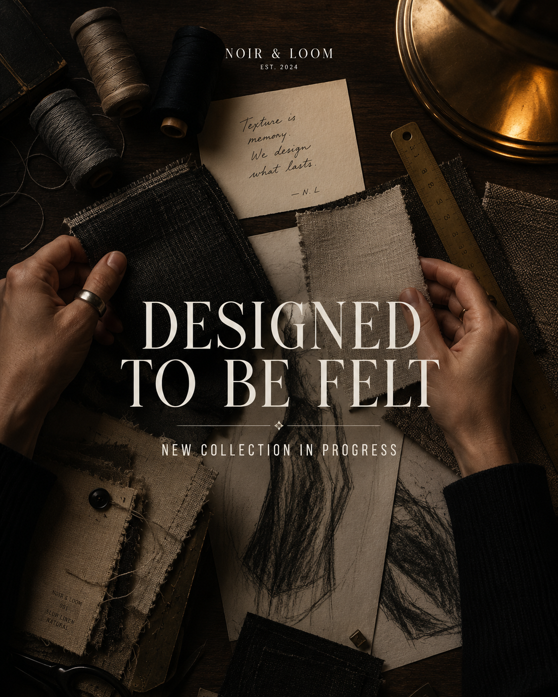 Noir & Loom — Story-of-the-piece sample Instagram post by Nerds Creative