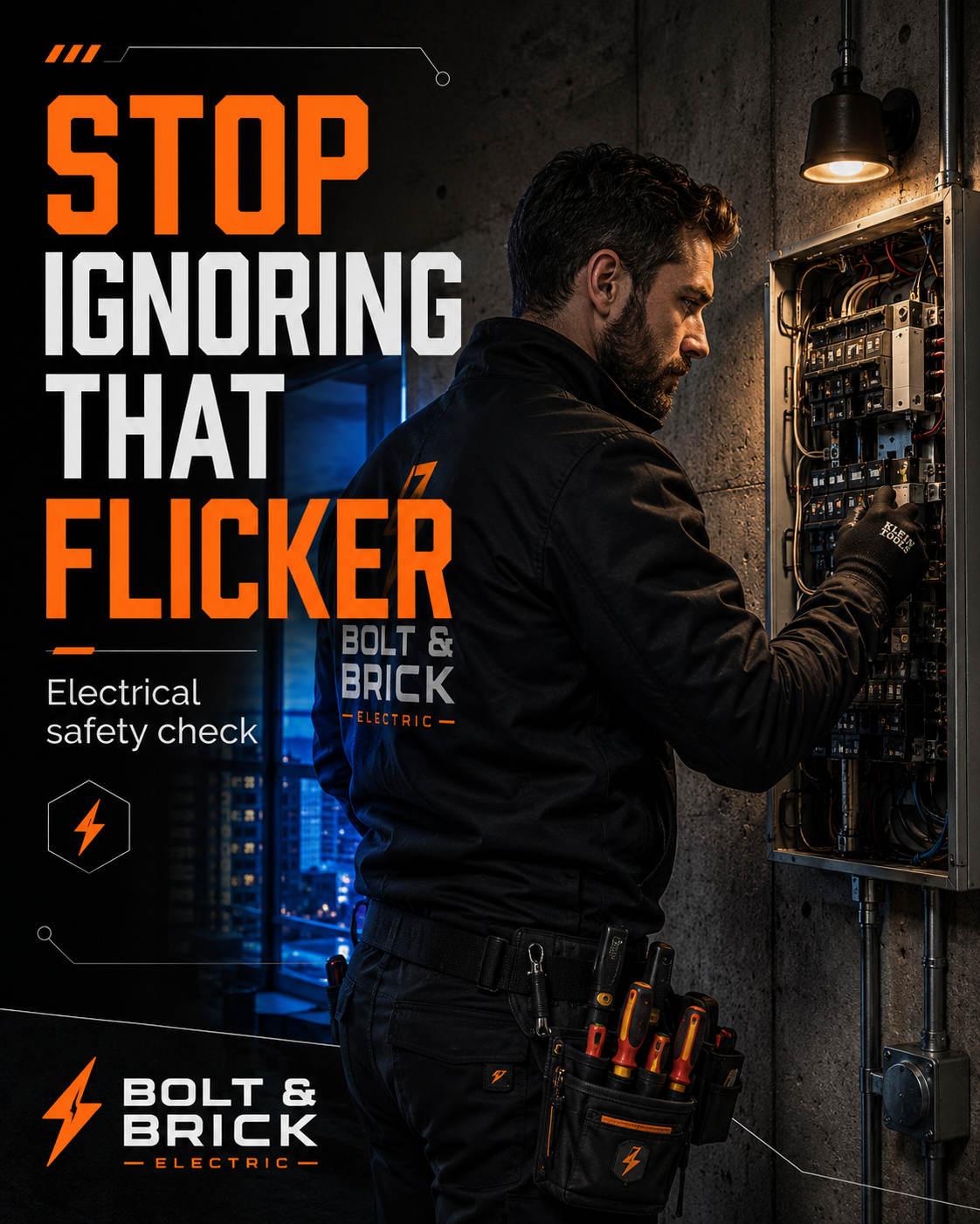Bolt & Brick Electric — Hero post sample Instagram post by Nerds Creative