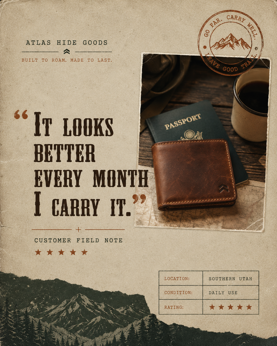 Atlas Hide Goods — Story-of-the-piece sample Instagram post by Nerds Creative