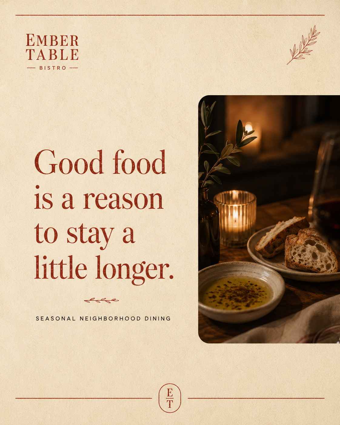 Ember Table Bistro — Story-of-the-piece sample Instagram post by Nerds Creative