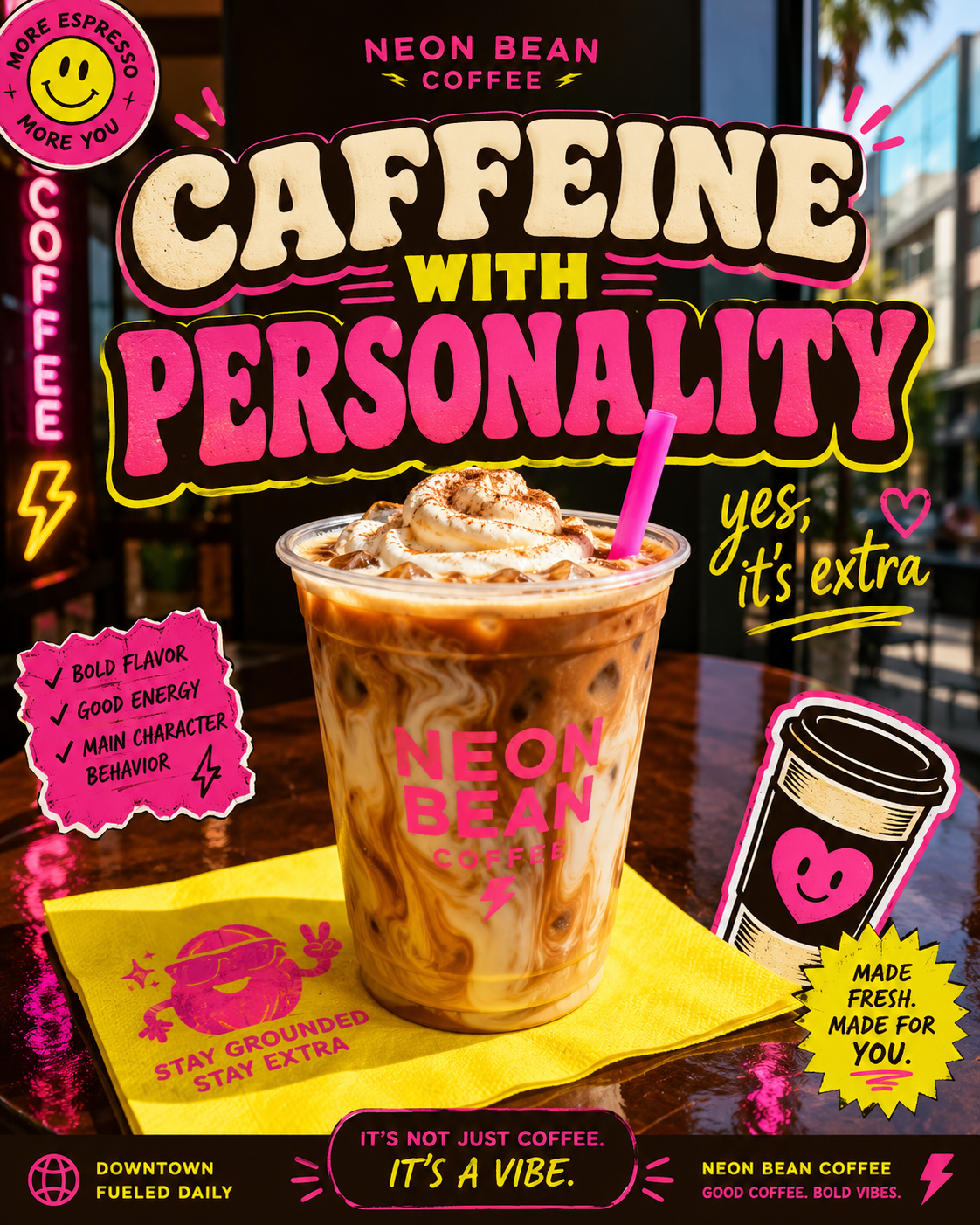 Neon Bean Coffee — Hero post sample Instagram post by Nerds Creative