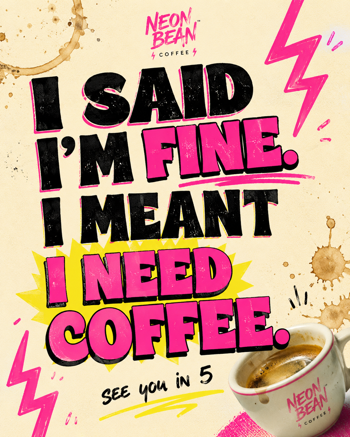 Neon Bean Coffee — Carousel cover sample Instagram post by Nerds Creative